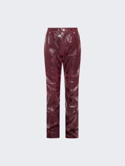 Martine Rose Low Rise Leather Trouser Burgundy