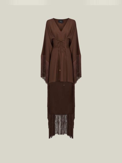 Taller Marmo Fringed Mini Sierra Kaftan in Fume