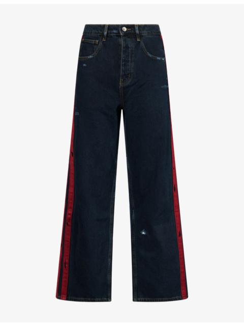 NAHMIAS Waxed Distressed Denim Jeans