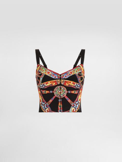 Dolce & Gabbana Carretto-print charmeuse top