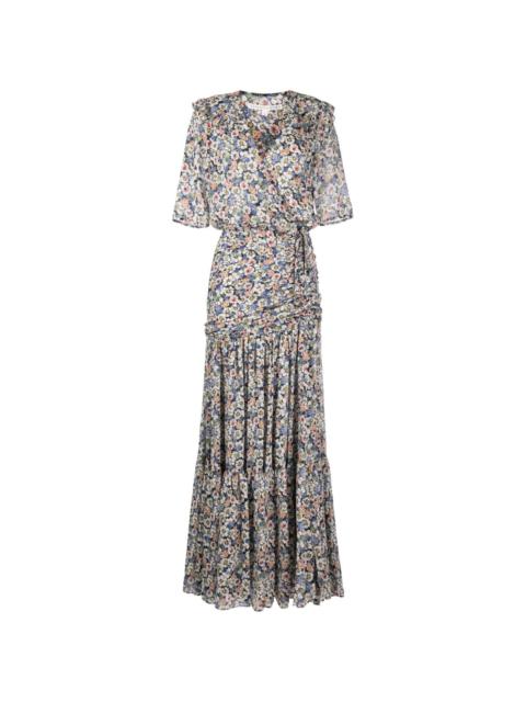 floral-print silk dress