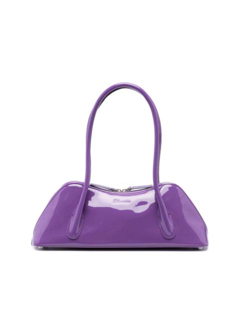 Blumarine patent-finish debossed-logo shoulder bag