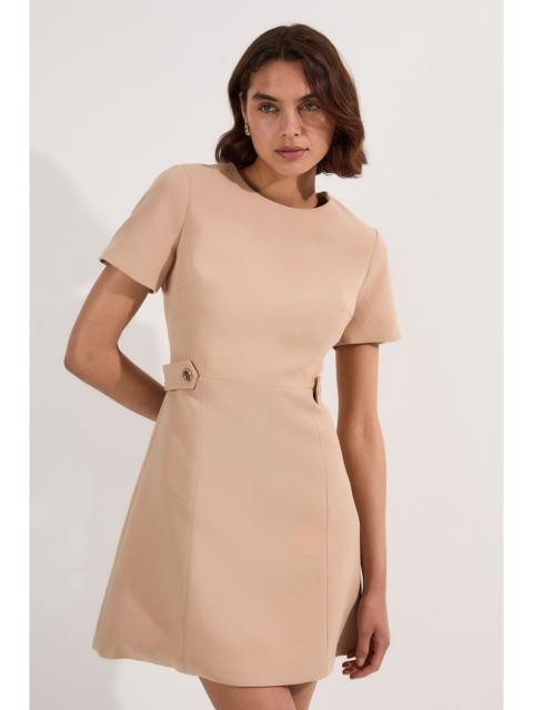 KAREN MILLEN Compact Stretch Essential Waist Tab Detail Tailored Mini Dress