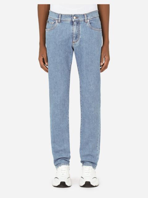 Dolce & Gabbana Light blue wash slim-fit stretch jeans