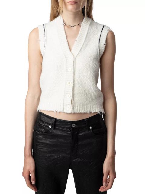 Karry Sleeveless Sequined Cardigan Sweater
