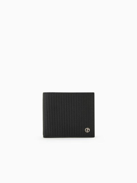 GIORGIO ARMANI BIFOLD WALLET IN EMBOSSED LEATHER