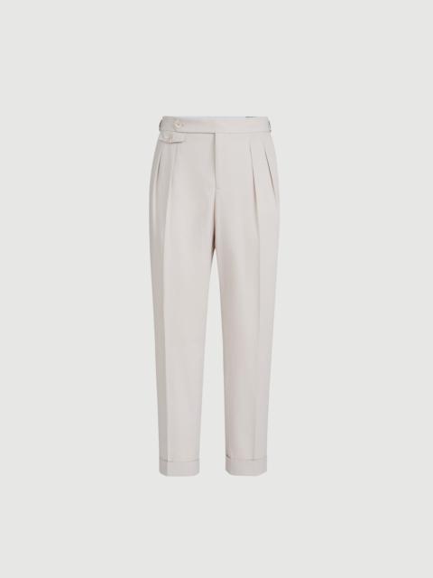 Brunello Cucinelli Cotton crêpe batavia trousers with reversed double pleats and waist tabs