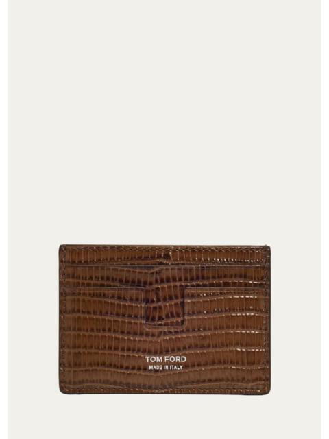 TOM FORD Men's Lizard-Effect Leather Money Clip Card Holder