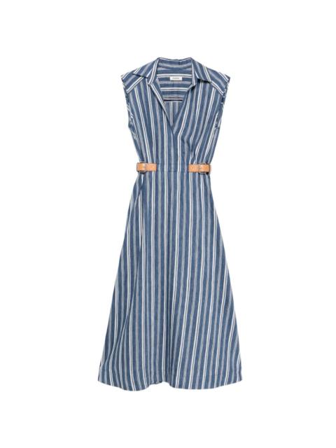 Sandro striped belt-detail maxi dress