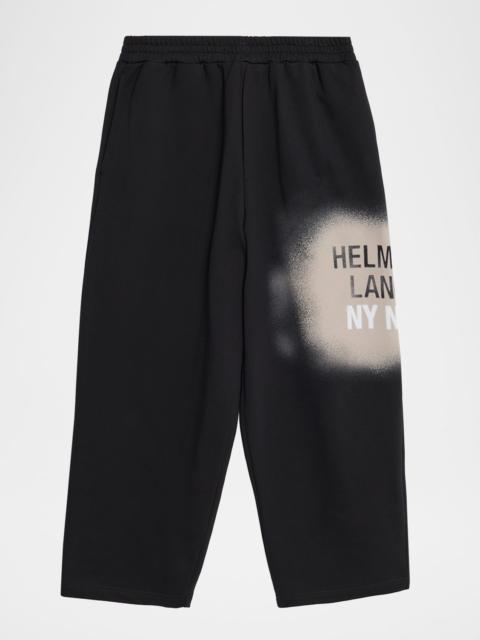 Helmut Lang Men's Spray Logo Cotton Relaxed-Fit Sweatpants