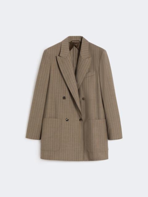 Oversized pinstripe woollen cloth blazer - HAZELNUT BROWN