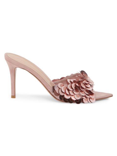 Gianvito Rossi Women's 85MM Pailette-Embellished Suede Stiletto Mules - Sakura