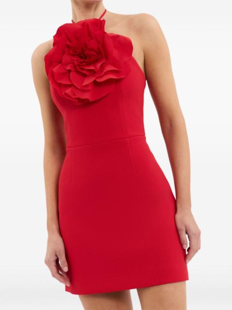 REBECCA VALLANCE halterneck rose-embellished mini cocktail dress