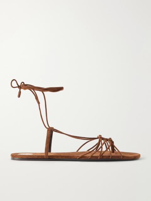 SAINT LAURENT Babylone Logo-embellished Lace-up Suede Sandals