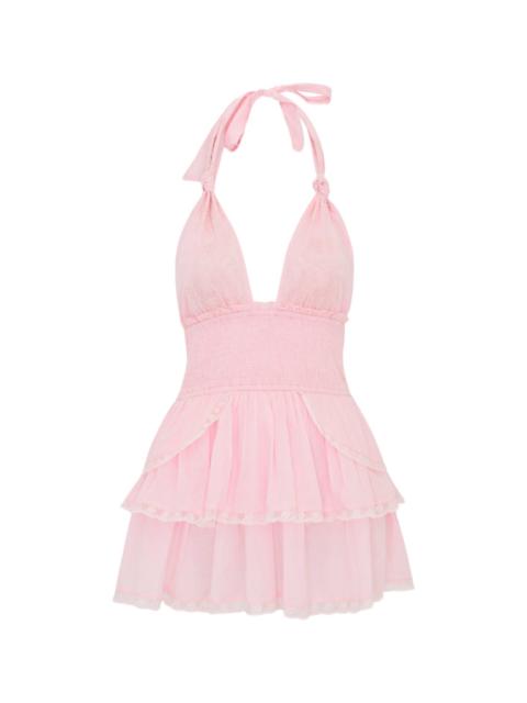 LoveShackFancy Deanna Heritage Halter Mini Dress