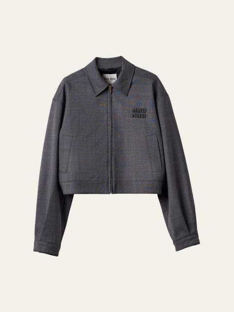 Miu Miu Long-Sleeve Zip Up Wool Jacket
