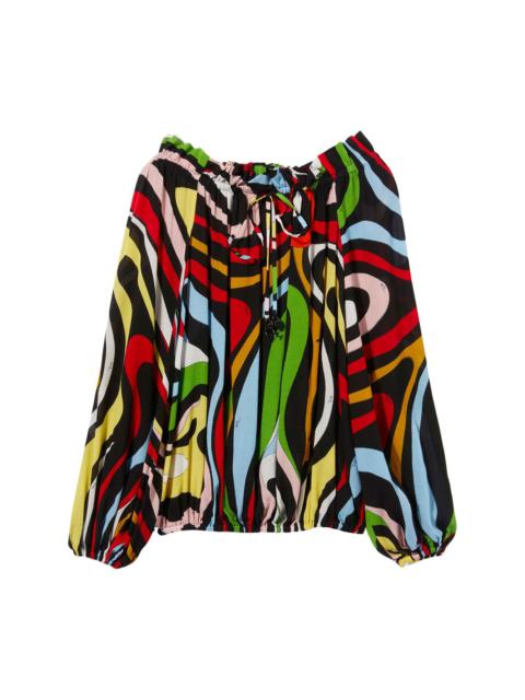 PUCCI abstract-print off-shoulder blouse