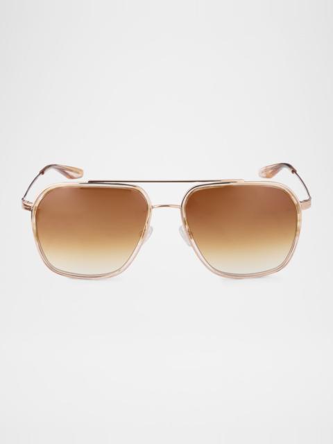 BARTON PERREIRA Rizzo 58mm Aviator Titanium Sunglasses