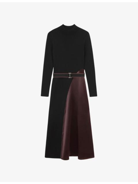 REISS Misty Belted-Waist Knitted Midi Dress