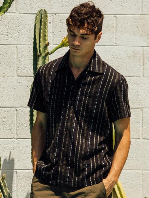 HIROSHI KATO The Wrench Gauze Dobby Stripe Shirt- Black