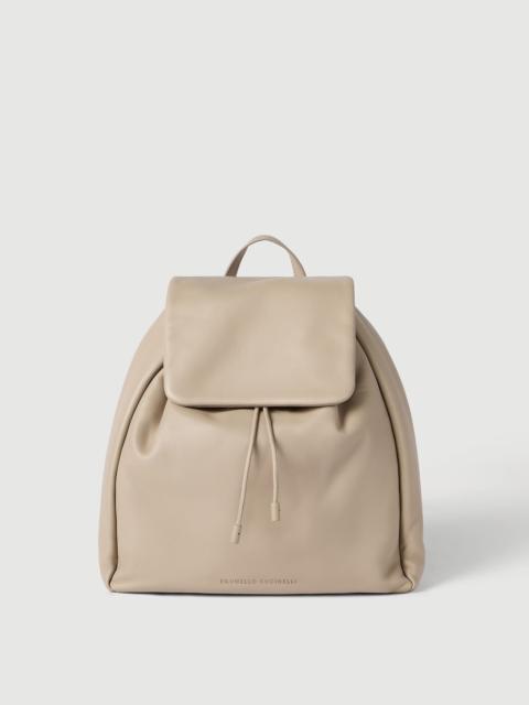 Brunello Cucinelli Mellow city backpack in soft leather with monili