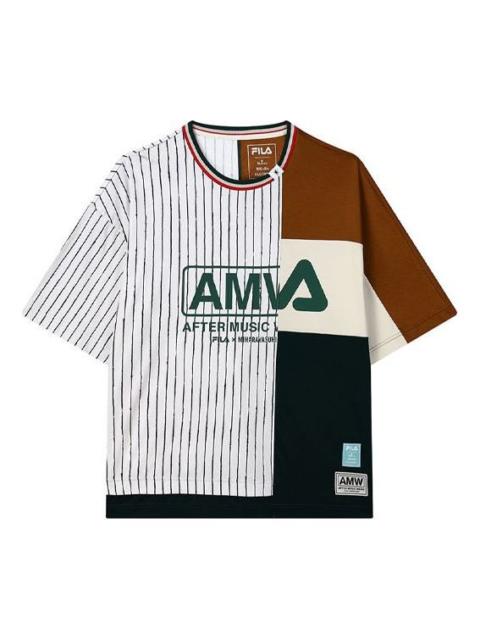 FILA FILA x MIHARA YASUHIRO/ Crossover Stripe Splicing Contrasting Colors Round Neck Loose Short Sleeve C