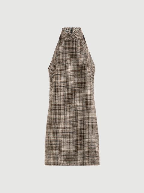 Brunello Cucinelli Checked alpaca and wool dress with monili