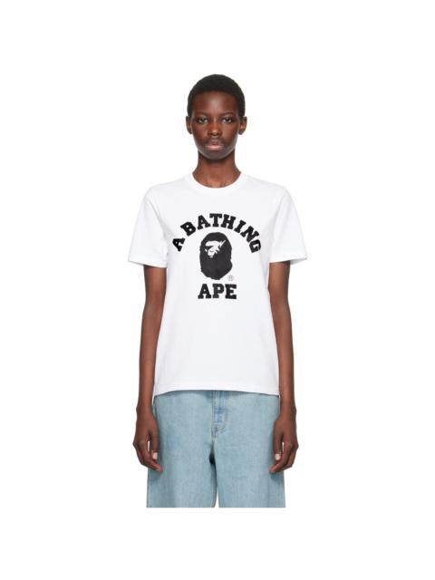 A BATHING APE® White College Crystal Stone Sta T-Shirt
