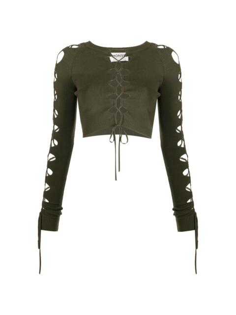 lace-up detail cropped jumper