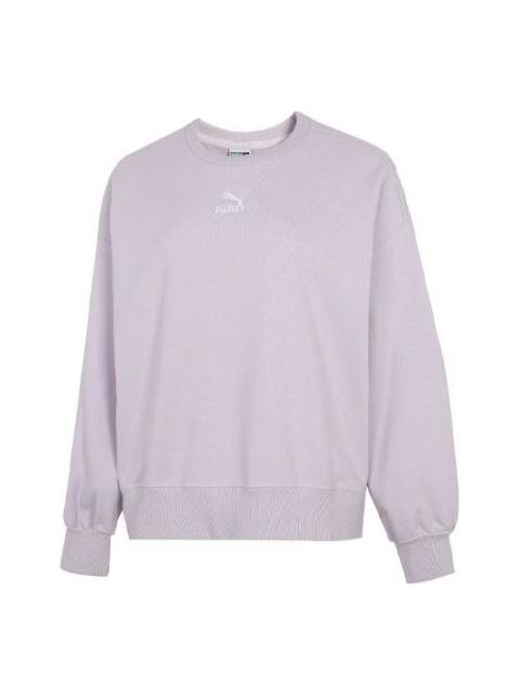 PUMA (WMNS) PUMA Logo Embroidery Round-Neck SweatshirtPurple 535327-17