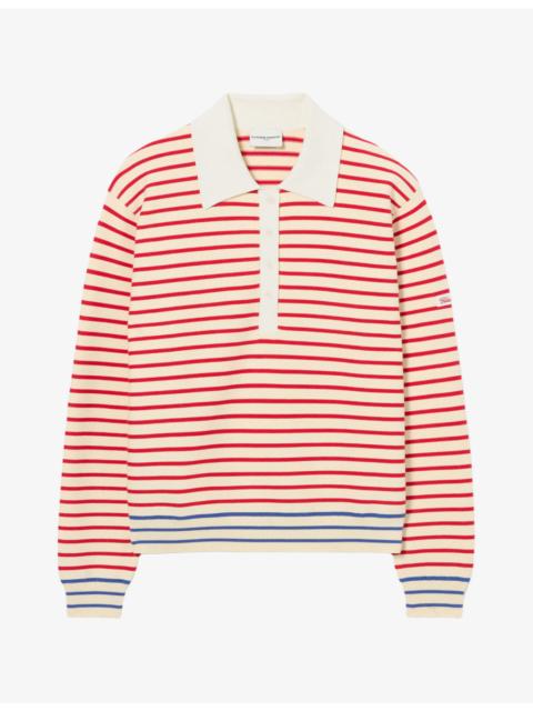Claudie Pierlot Striped Polo-Neck Knitted Jumper