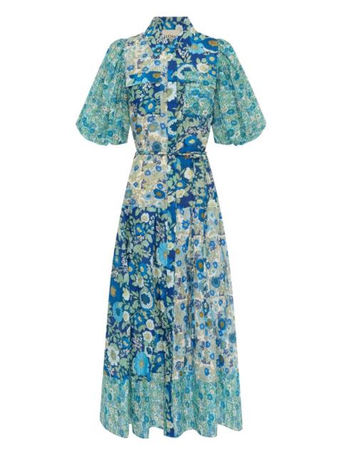 ALÉMAIS puff-sleeve floral maxi dress