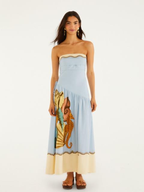 FARM RIO Multicolor Rio Souvenir Strapless Side Ties Maxi Dress