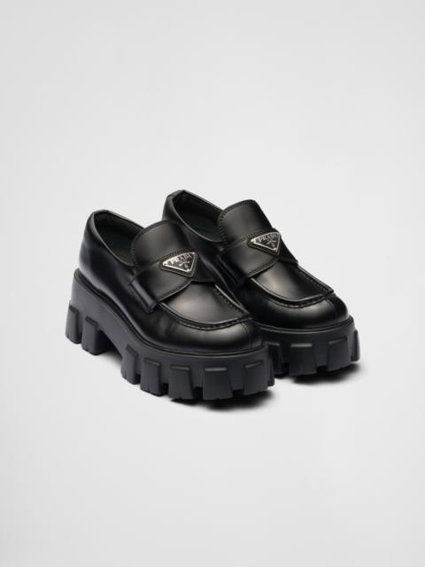 Prada Brushed leather Monolith loafers