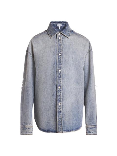 Loewe Men's Denim Long-Sleeve Shirt - Washed Denim