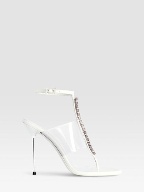 PARIS TEXAS Patent leather and PVC T-strap sandal with embroidered studs