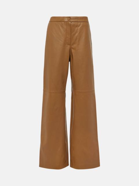 High-rise leather wide-leg pants