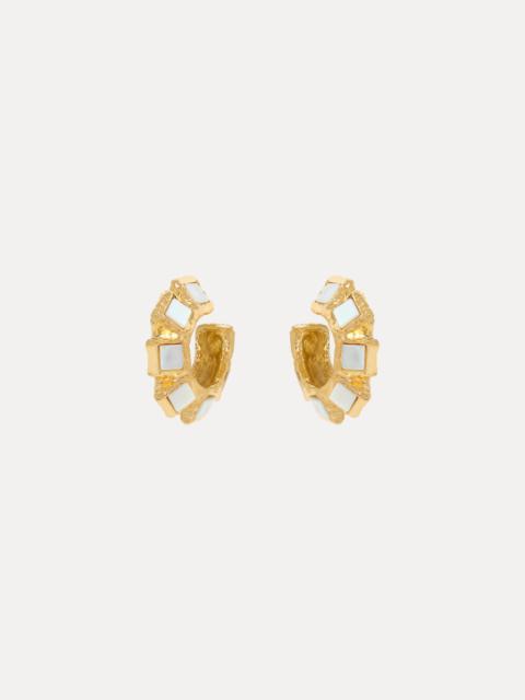 Oscar de la Renta SQUARE STONE HOOP EARRINGS