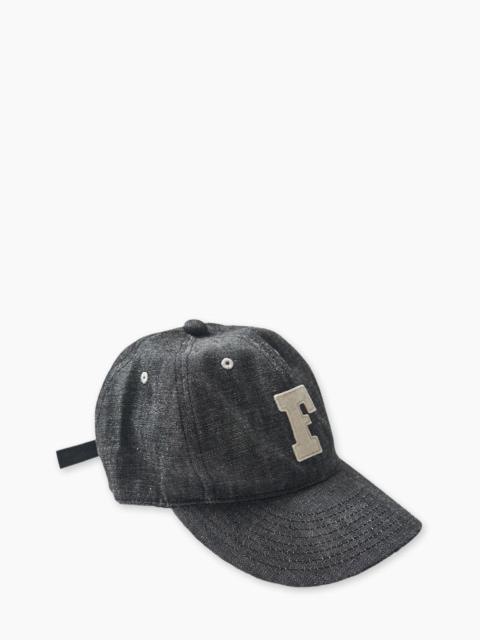FULLCOUNT FULLCOUNT 6843HW 6-PANEL DENIM BASEBALL CAP 'F' PATCH BLACK