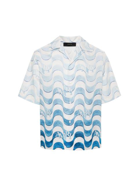 wave-print cotton shirt