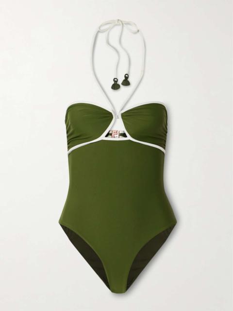 Military Ashaninka cutout halterneck swimsuit