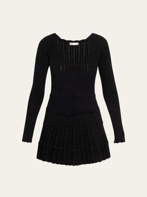 LoveShackFancy Lavender Stretch Pointelle Mini Dress