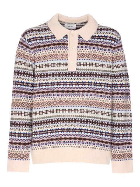 NN07 fair isle-knit long-sleeved polo shirt