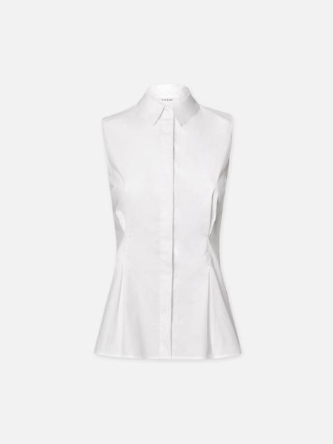 Pleated Sleeveless Shirt in White