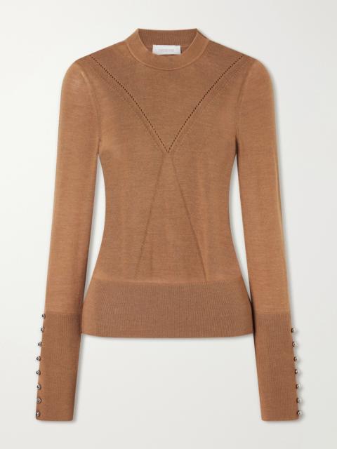 rabanne Ribbed Embellished Wool And Silk-blend Sweater