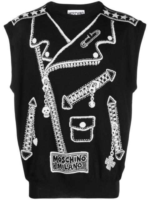 Moschino virgin-wool intarsia-knit vest