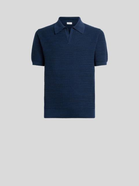 Etro KNIT COTTON POLO SHIRT WITH BRAIDED STITCH