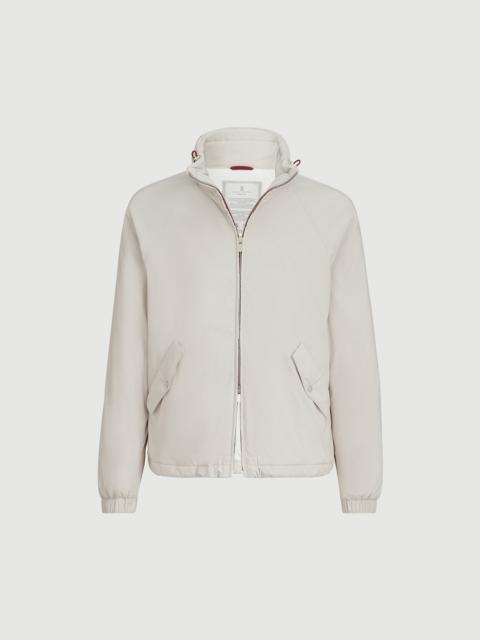 Lightweight nylon outerwear jacket with packable hood