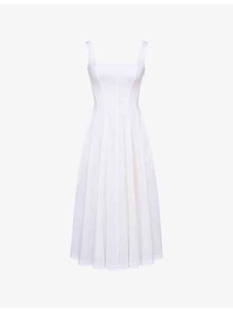 House of CB Mariabella Straight-Neck Sleeveless Stretch-Cotton Midi Dress