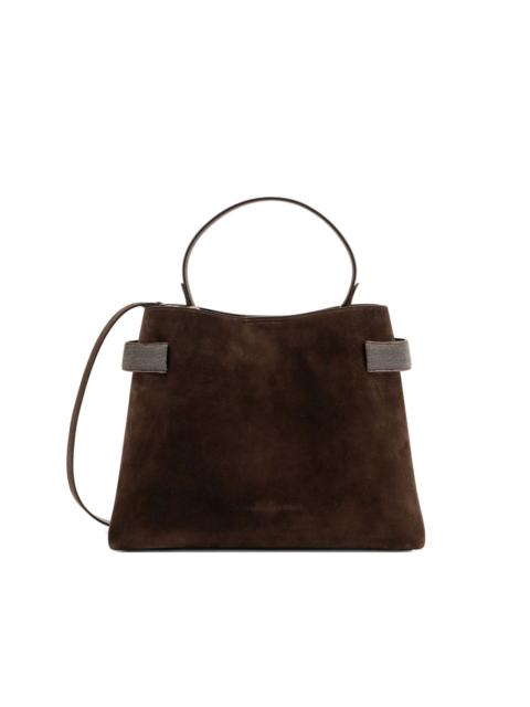 Essence suede beaded shoulder bag